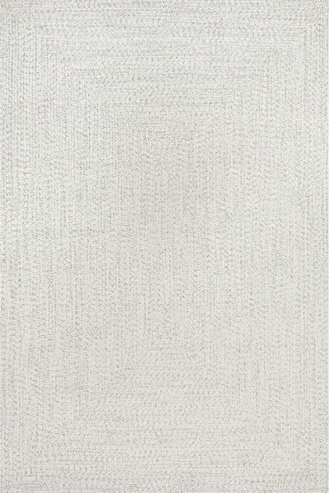 nuLOOM 6' x 9' Solid Hand Braided Indoor/Outdoor Area Rug, Pet-Friendly, High Traffic, Weather Resistant, for Patio, Balcony, Bedroom, Living Room, Dining Room, Wynn Ivory by GreenHaven Gardens
