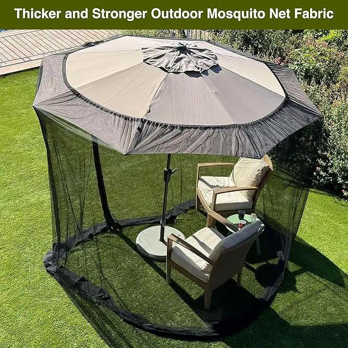 Mosquito Net for Umbrella 11 FT | Large Sizes & Fabric Designed for Outdoors | Insect House Screen Netting for Patio, Porch & Garden Terrace | Outside Canopy Bug & Fly Protection Enclosure by GreenHaven Gardens