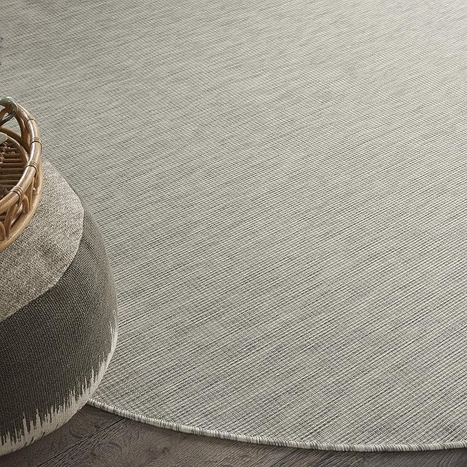 Nourison Home Positano 8' x Round Light Gray Fabric Modern Area Rug (8' Round) by GreenHaven Gardens