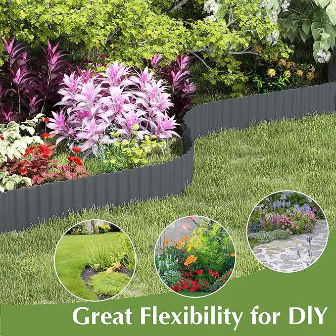 Metal Garden Edging Border, Corrugated Steel Landscaping, DIY for Lawn (Black, 6 Inch x 10FT) by GreenHaven Gardens