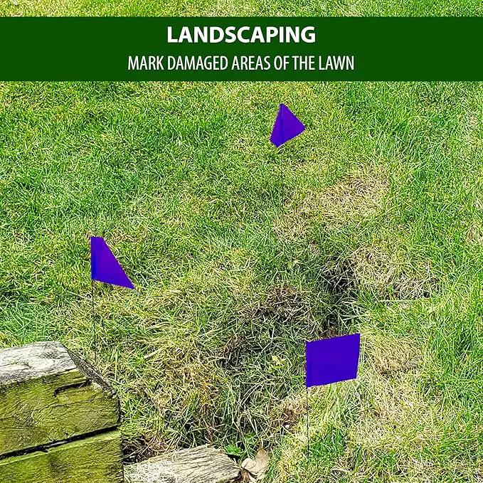 Purple Marking Flags 1000 Pack - 4x5x15 Inch Purple Flags for Outside - Markers For Lawn, Irrigation, Landscaping, Survey & Sprinkler Head Marking by GreenHaven Gardens