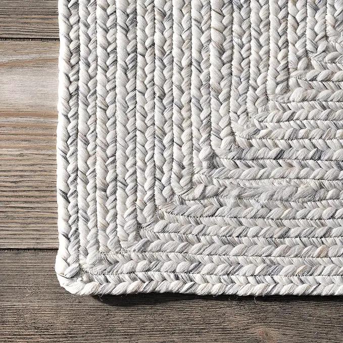 nuLOOM 8' Round Solid Hand Braided Indoor/Outdoor Area Rug, Pet-Friendly, High Traffic, Weather Resistant, for Patio, Balcony, Bedroom, Living, Dining Room, Wynn Ivory by GreenHaven Gardens