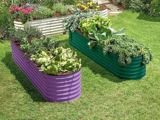 9-in-1 Galvanized Steel Raised Garden Bed // 8×2×1.5 ft Modular Planter for Gardening, Vegetables, Flowers // 18" Tall Metal Raised Garden Beds Outdoor (Dark Green) // Patented Design Planter Box by GreenHaven Gardens