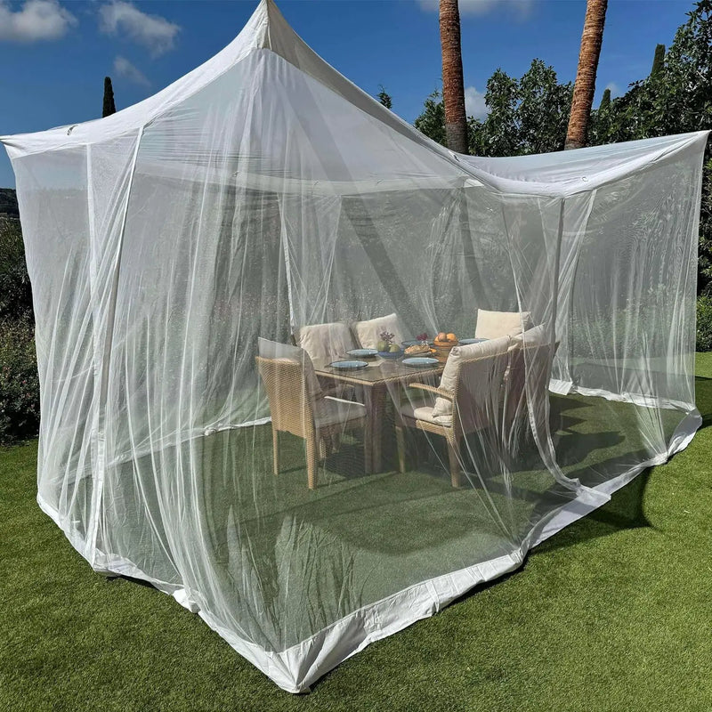 Mosquito Net for Patio 14.75 x 8.2 FT | Very Large Sizes & Fabric Designed for Outdoors | Insect House Screen Netting for Gazebo, Porch & Garden Terrace | White Outside Canopy Bug Protection by GreenHaven Gardens