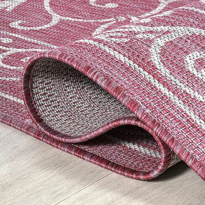JONATHAN Y SMB106J-4 Charleston Vintage Filigree Textured Weave Indoor Outdoor Area Rug, Classic Traditional Easy-Cleaning,Bedroom,Kitchen,Backyard,Patio,Non Shedding, 4 X 6, Fuchsia/Light Gray by GreenHaven Gardens