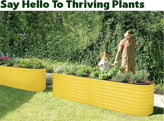 Galvanized Raised Garden Beds Outdoor // 8×2×2 ft Planter Raised Beds for Gardening, Vegetables, Flowers // Large Metal Garden Box (Yellow) // Patented Tool-Free Design by GreenHaven Gardens