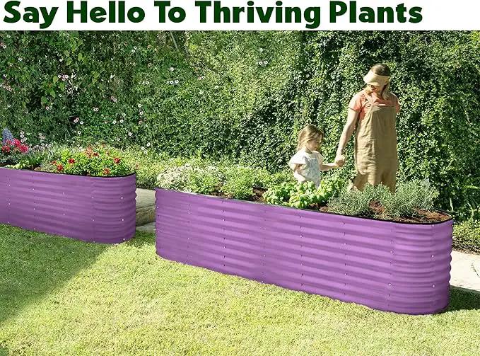 Galvanized Raised Garden Beds Outdoor // 8×2×2 ft Planter Raised Beds for Gardening, Vegetables, Flowers // Large Metal Garden Box (Purple) // Patented Tool-Free Design by GreenHaven Gardens