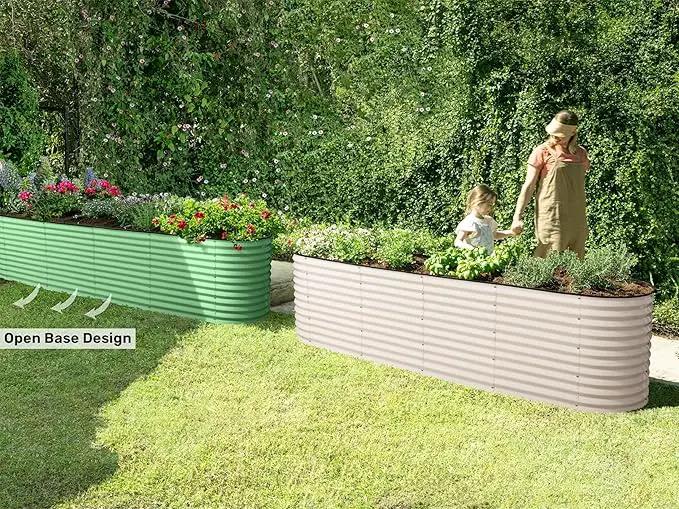 9-in-1 Galvanized Raised Garden Beds Outdoor // 8×2×2.5 ft Modular Planter for Gardening, Vegetables, Flowers // 32" Extra Tall Metal Raised Garden Bed (White) // Patented Design Planter Box by GreenHaven Gardens