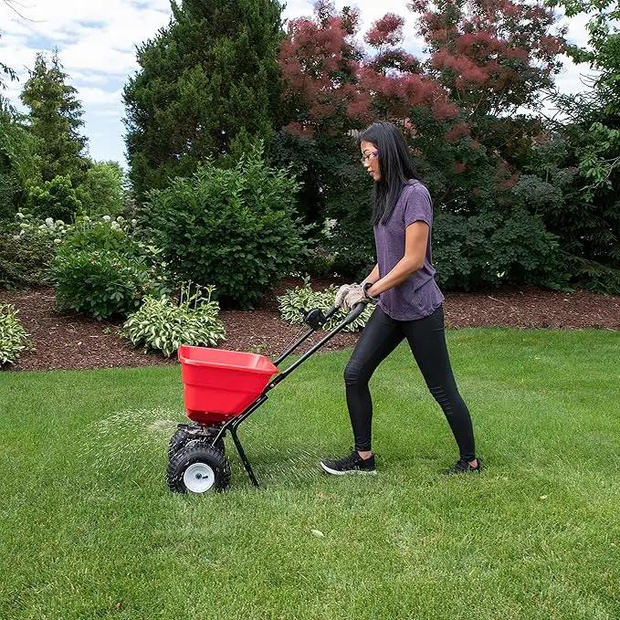 EarthWay 2050P 80lb Broadcast Spreader, Lawn Aerator, Fertilizer Spreader, 80lb Capacity, Pre-Assembled, with Rustproof Poly Hopper and Adjustable Drop Rate for Lawn Care & Seed Spreading by GreenHaven Gardens