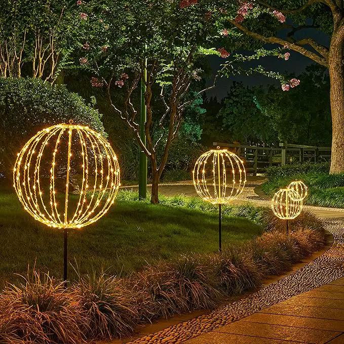 LIGHTSHARE 12IN 96LED Light Ball Light Garden Yard Decoration Pathway Lights Sphere Light with Fold Flat Metal Frame Indoor Outdoor Waterproof, Plug in by GreenHaven Gardens
