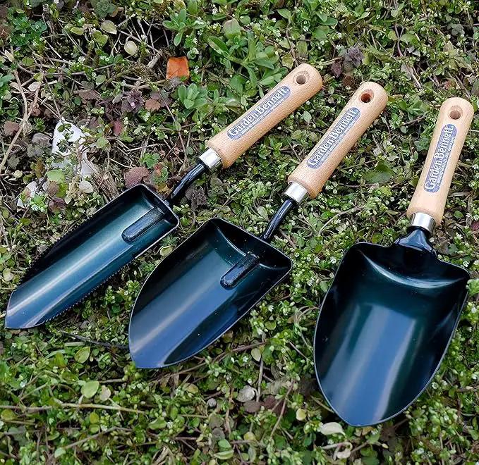 Garden Helper Narrow Garden Trowel Hand Tool, Garden Shovel Serrated Edge for Planting and Transplanting, Heavy Duty Japanese Steel Blade, Wood Handle, Made in Japan by GreenHaven Gardens