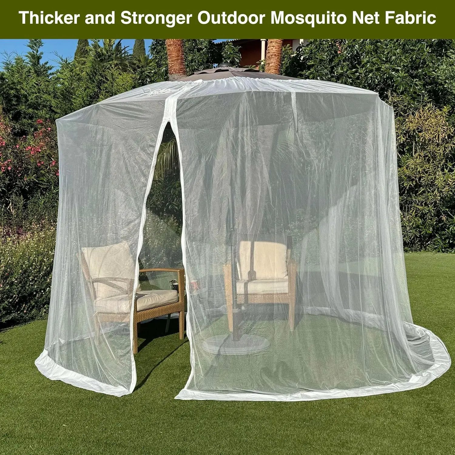 Mosquito Net for Umbrella 7.5 FT | Large Sizes & Fabric Designed for Outdoors | Insect House Screen Netting for Patio, Porch & Garden Terrace | Outside Canopy Bug & Fly Protection Enclosure by GreenHaven Gardens