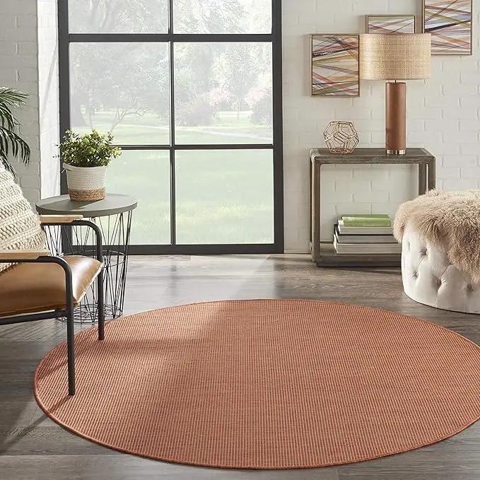 Nourison Positano Indoor/Outdoor Terracotta 6' x Round Area Rug, Easy Cleaning, Non Shedding, Bed Room, Living Room, Dining Room, Backyard, Deck, Patio (6 Round) by GreenHaven Gardens