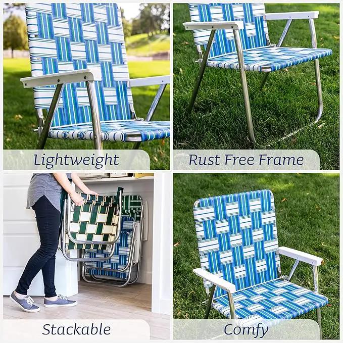 Lawn Chair USA Folding Aluminum Outdoor Patio Lawn Chair | Heavy-Duty Webbed Chairs for Camping, Sports, Beach, Yard & Tailgating | Lightweight Portable | Classic - Pink/White by GreenHaven Gardens