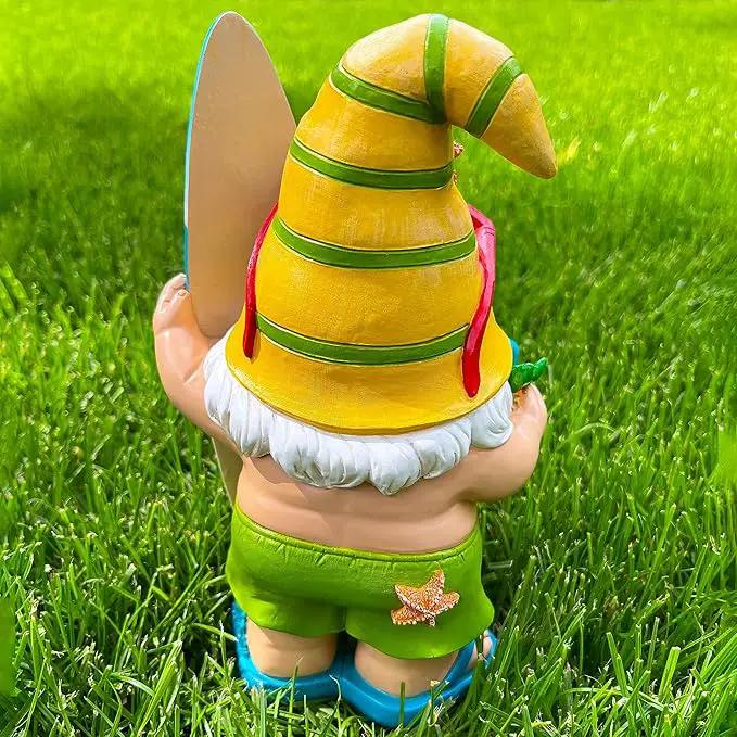 Mood Lab Garden Gnome - Surfer Gnome Figurine - 9.1 Inch Tall Funny Lawn Statue - for Outdoor & House Decor by GreenHaven Gardens