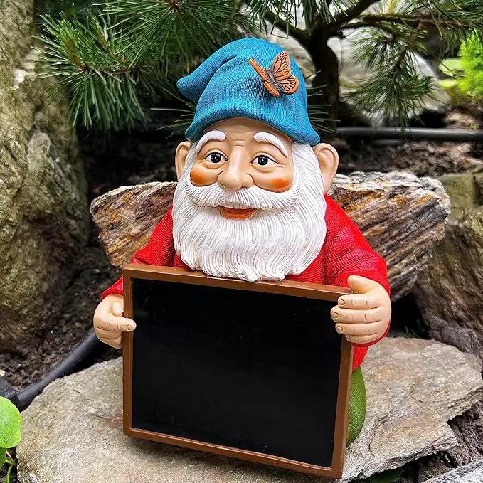 Mood Lab Garden Gnome with Chalkboard Sign - Funny Gnome Statue - 8.7 Inch Tall Lawn Figurine - for Outdoor & House Decor by GreenHaven Gardens