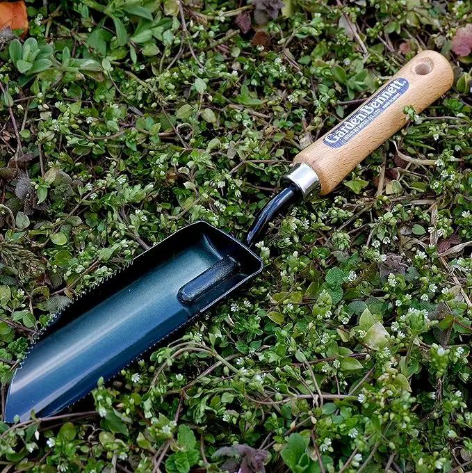 Garden Helper Narrow Garden Trowel Hand Tool, Garden Shovel Serrated Edge for Planting and Transplanting, Heavy Duty Japanese Steel Blade, Wood Handle, Made in Japan by GreenHaven Gardens