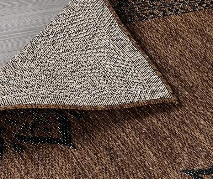CAMILSON Outdoor Rug, 5x7 Medallion Nut Brown Black Modern Area Rugs for Indoor and Outdoor Patios, Kitchen and Hallway Mats, Washable Porch Deck Outside Carpet (Medallion Nut Brown Black, 5 x 7) by GreenHaven Gardens