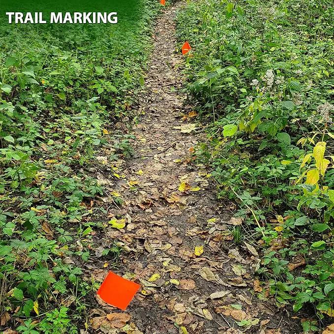 Fluorescent Orange Marking Flags 1000 Pack - 4x5x15 Inch Bulk Yard Flags - Markers For Lawn, Irrigation, Landscaping, Survey & Sprinkler Head Marking by GreenHaven Gardens