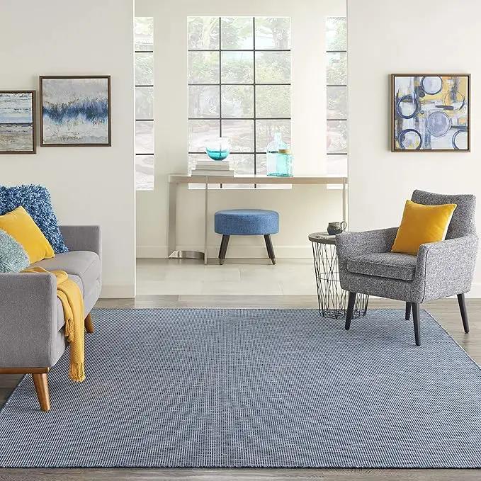 Nourison Positano Indoor-Outdoor Navy Blue 4' x 6' Area Rug, Easy Cleaning, Non Shedding, Bed Room, Living Room, Dining Room, Backyard, Deck, Patio (4x6) by GreenHaven Gardens