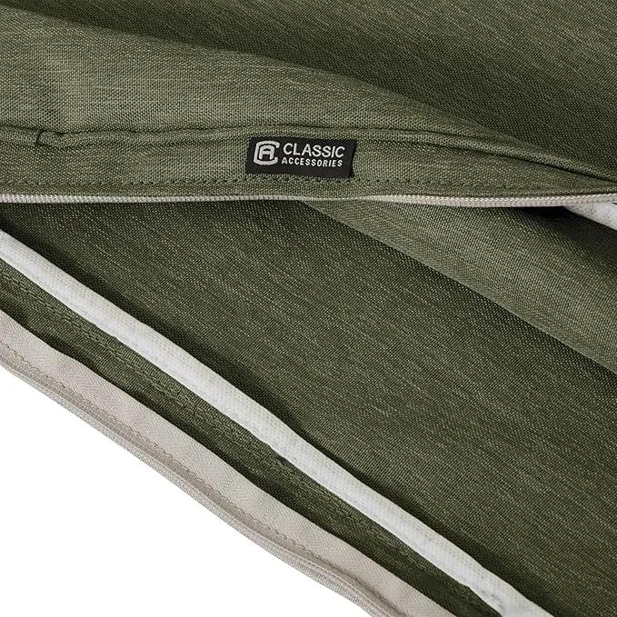 Classic Accessories Montlake Water-Resistant 21 x 20 x 4 Inch Patio Lounge Back Cushion, Heather Fern Green, Outdoor Loveseat Cushions by GreenHaven Gardens