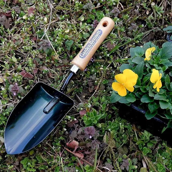 Garden Helper Large Garden Trowel Hand Tool, Hand Shovel for Planting and Transplanting, Heavy Duty Japanese Steel Blade, Wood Handle, Made in Japan by GreenHaven Gardens