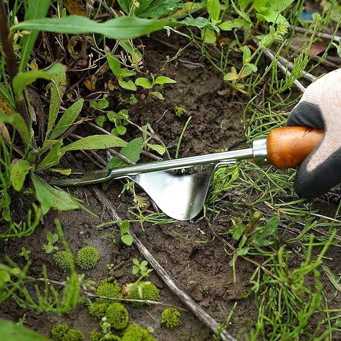 Weed Puller Heavy Duty Japanese Steel with Wood Handle, Hand Weeding Tool, Manual Weeder for Garden, Quick and Easy Weed Pull Tool, Made in Japan, Silver by GreenHaven Gardens