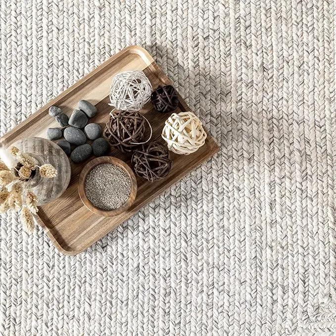 nuLOOM 8' Round Solid Hand Braided Indoor/Outdoor Area Rug, Pet-Friendly, High Traffic, Weather Resistant, for Patio, Balcony, Bedroom, Living, Dining Room, Wynn Ivory by GreenHaven Gardens