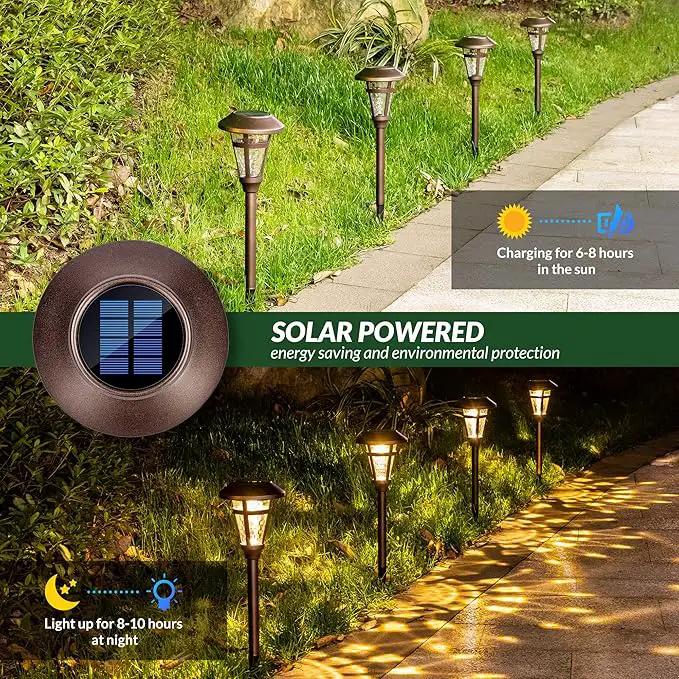 Solar Pathway Lights Outdoor 6 Pack, Warm White Lights Outdoor Waterproof, Bronze Finished Solar Garden Light for Yard Decor, Patio, Landscape, Lawn, Walkway, Pathway, Garden by GreenHaven Gardens