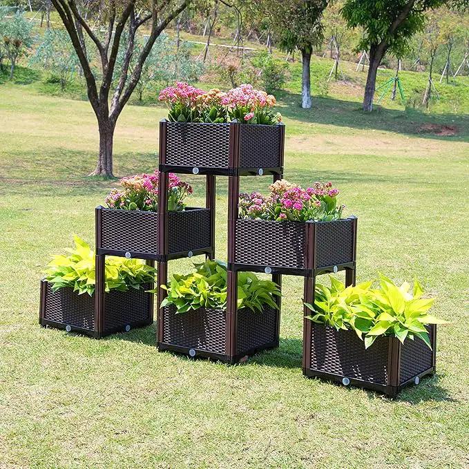 D'vine Dev Planter Raised Beds - Elevated Garden Box with Drainage Plug Raised Garden Beds for Vegetable/Flower/Herb Outdoor Standing Beds Gardening Kit, RGB-6 by GreenHaven Gardens