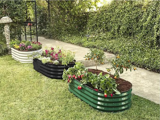 Galvanized Raised Garden Beds Outdoor // 4×2×1 ft Planter Raised Beds for Gardening, Vegetables, Flowers // Large Metal Garden Box (Black) // Patented Tool-Free Design by GreenHaven Gardens
