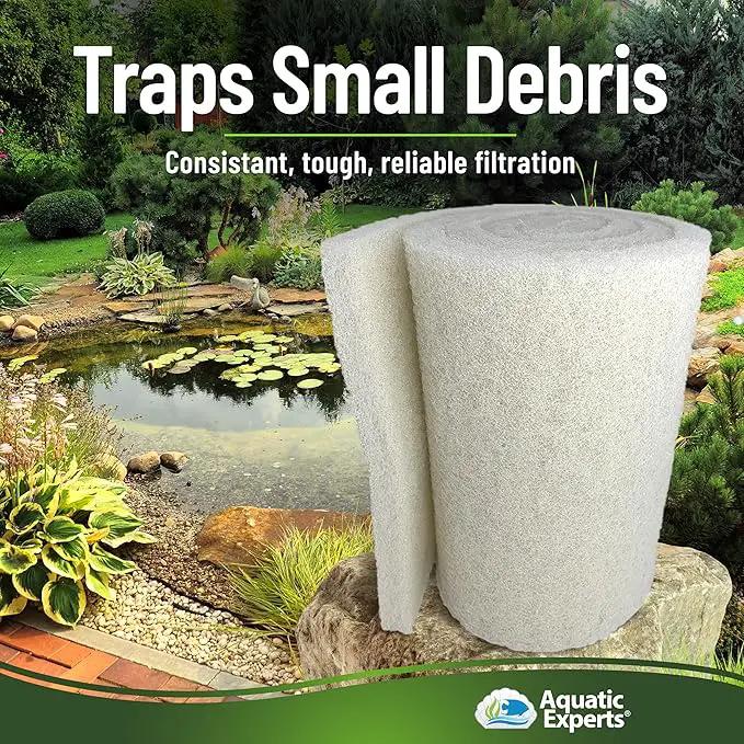 Aquatic Experts Classic Koi Pond Filter Pad FINE - White Bulk Roll Pond Filter Media, Ultra-Durable Pond Filters for Outdoor Ponds, Reusable Fish Pond Filter Material, USA, (3/4" - 1" x 18" x 72") by GreenHaven Gardens