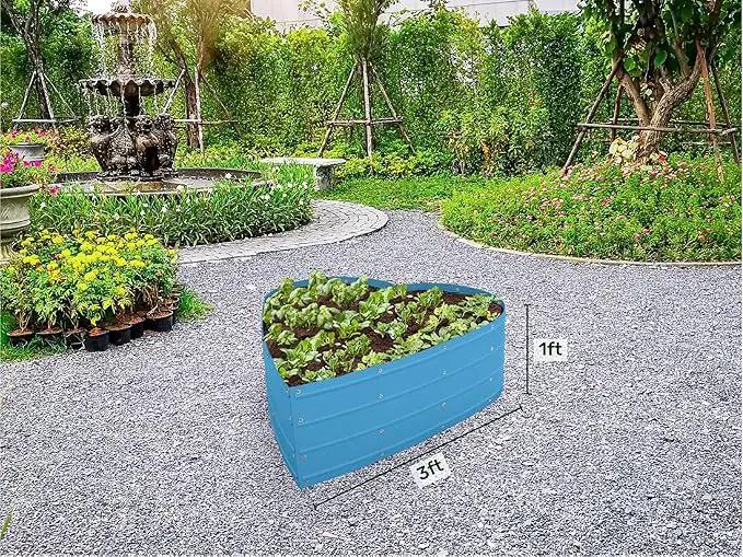Galvanized Raised Garden Beds Outdoor // Planter Raised Beds for Gardening, Vegetables, Flowers // Large Metal Garden Box (Teal) // Tool-Free Assembly by GreenHaven Gardens