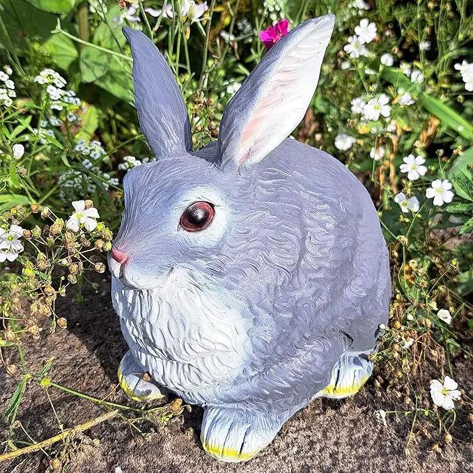Stocky Bunny Garden Statue - Outdoor Key Hider for Garden, Porch or Patio - Magnetic Cover Key Hider by GreenHaven Gardens