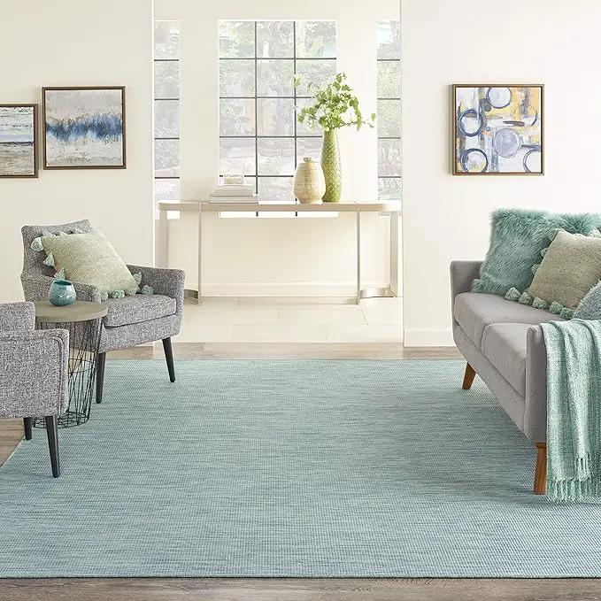Nourison Home Positano 5' x 7' Aqua Fabric Modern Area Rug (5' x 7') by GreenHaven Gardens