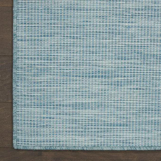 Nourison Positano Indoor-Outdoor Aqua 4' x 6' Area Rug, Easy Cleaning, Non Shedding, Bed Room, Living Room, Dining Room, Backyard, Deck, Patio (4x6) by GreenHaven Gardens