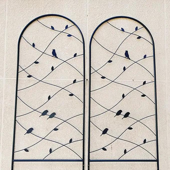 Metal Garden Trellis Rustproof Trellis for Climbing Plants Outdoor Flower Support Bird Deco (Black-4 Pack, 86.7"x19.7") by GreenHaven Gardens