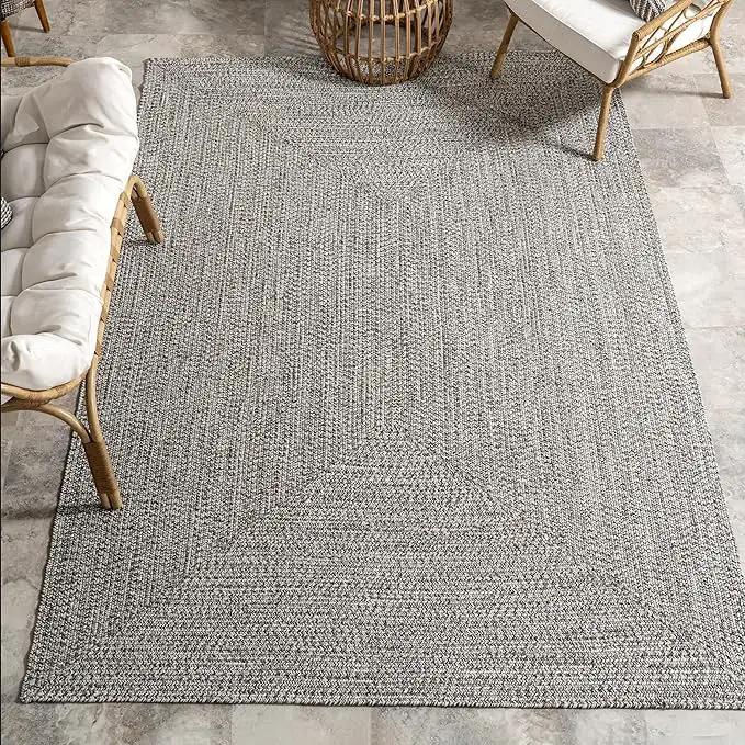 nuLOOM 2' x 16' Solid Hand Braided Indoor/Outdoor Area Rug, Pet-Friendly, High Traffic, Weather Resistant, for Patio, Balcony, Bedroom, Living, Dining Room, Wynn Salt and Pepper by GreenHaven Gardens