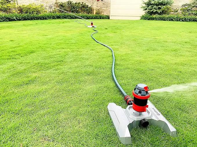 Eden 96122 Metal Adjustable 6-Pattern Mobile Rotary Gear Drive Garden Sprinkler for Yard W/Quick Connect Starter Set, Waters up to 80 ft. in Diameter by GreenHaven Gardens