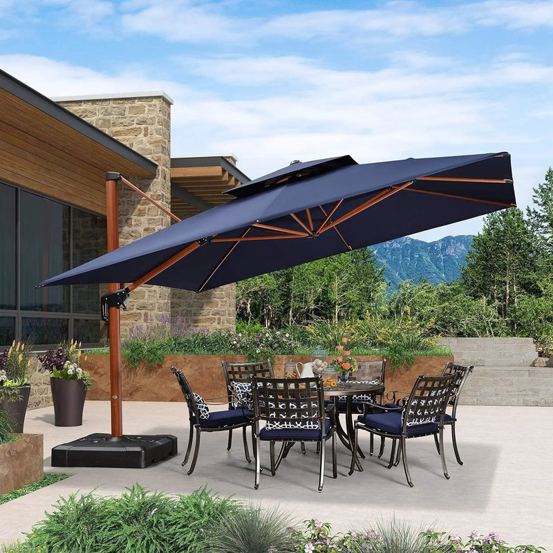 PURPLE LEAF 12ft Patio Umbrella Outdoor Square Umbrellas Large Cantilever Umbrella Windproof Offset Umbrellas Heavy Duty Sun Umbrella for Garden Deck Pool Patio, Navy Blue by GreenHaven Gardens