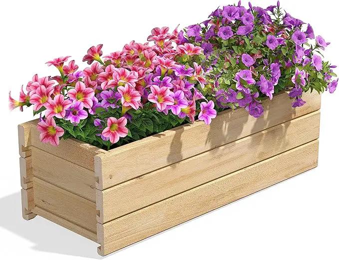 Greenes Fence Cedar Wood Planter Box, 32" x 11" x 10" - Made in USA with North American Cedar by GreenHaven Gardens