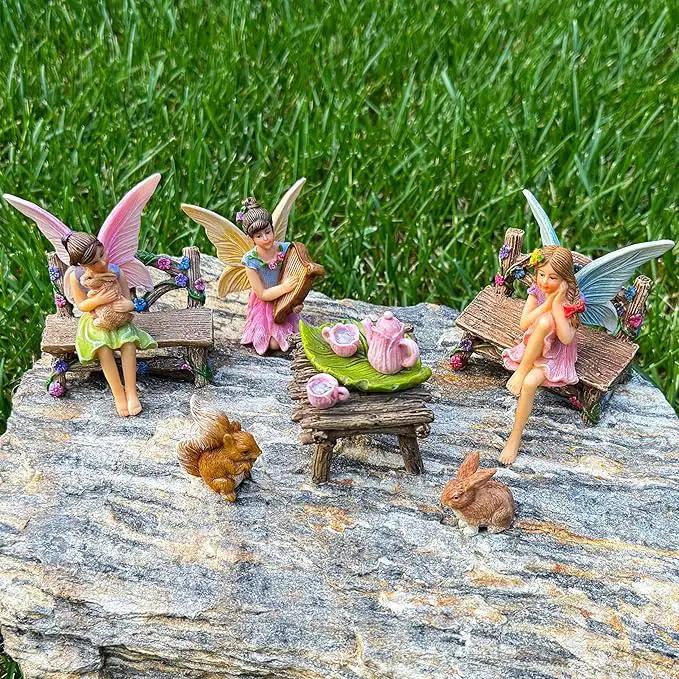 Mood Lab Fairy Garden - Miniature Figurines & Accessories Starter Kit - Fairy Garden Set of 12 pcs - Outdoor or House Decor by GreenHaven Gardens