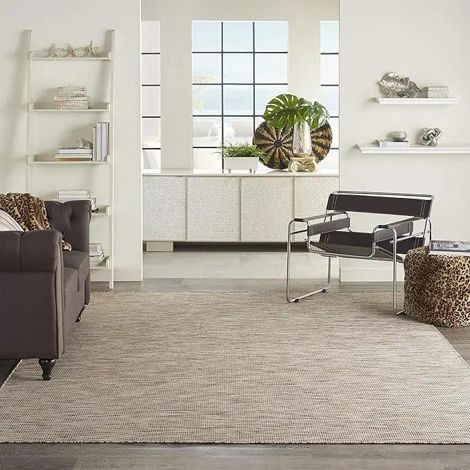 Nourison Home Positano 8' x Round Beige Fabric Modern Area Rug (8' Round) by GreenHaven Gardens