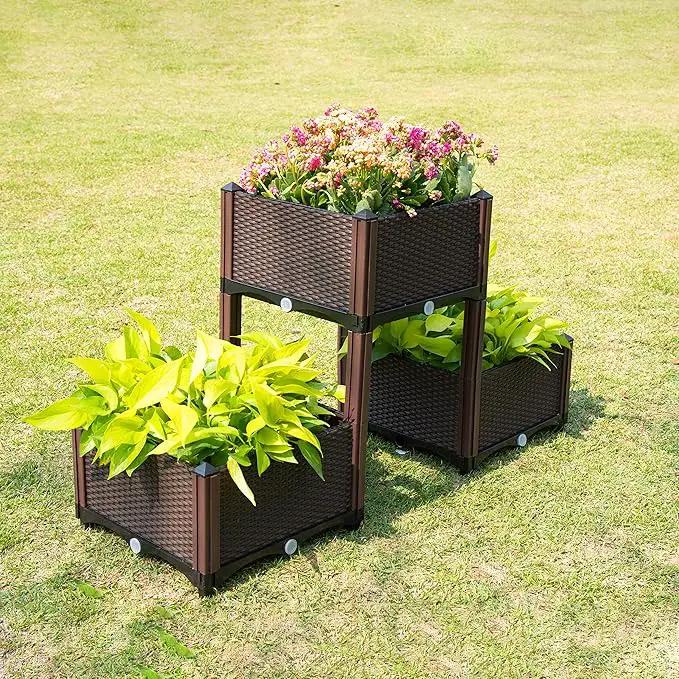 D'vine Dev Planter Raised Beds - Elevated Planter Garden Box with Drainage Plug Raised Garden Beds for Vegetable/Flower/Herb Outdoor Standing Planter Beds Gardening Kit, RGB-3 by GreenHaven Gardens