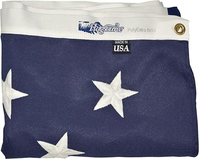 FlagSource FMAA Certified PolyExtra Polyester American Flag with Embroidered Stars and Sewn Stripes, Made in the USA, 6x10' by GreenHaven Gardens