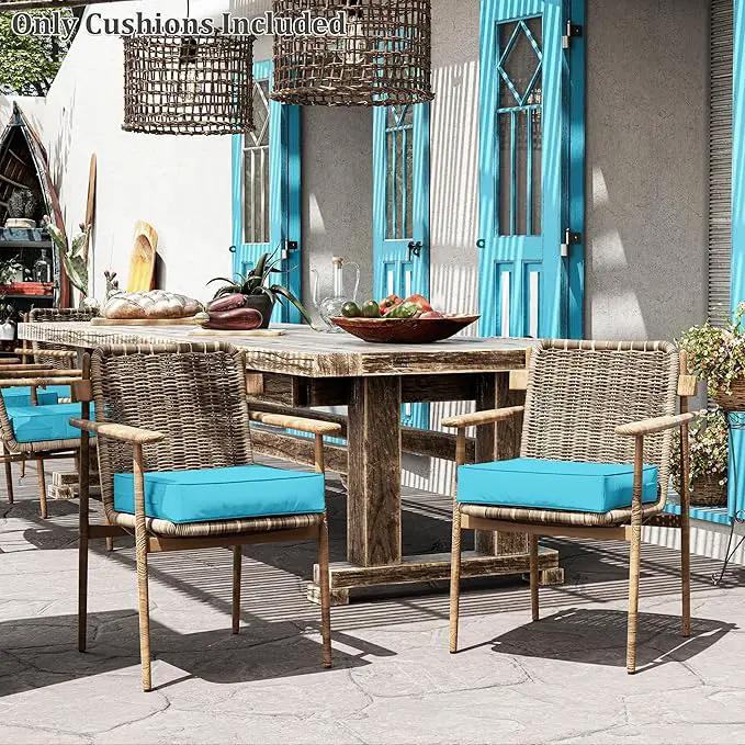Patio Chair Cushions 19 X 19 X 4 Inch Waterproof Outdoor Seat Cushions for Patio Furniture, Outdoor Sofa Couch Pads with Ties & Handle, Set of 2, Lake Blue by GreenHaven Gardens