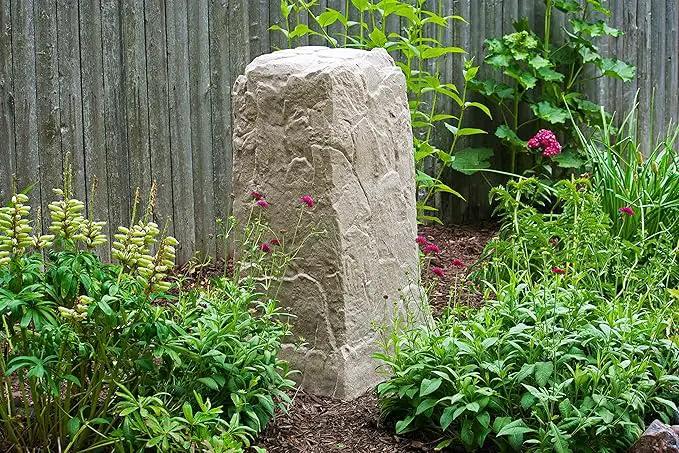 Emsco Group 2235 Natural Sandstone Appearance Utility Cover – Lightweight – Easy to Install Tall Monolith Landscape Rock by GreenHaven Gardens