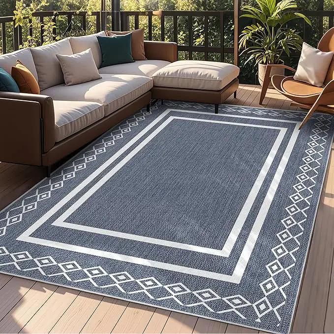 Outdoor Patio Rug, Outside Rectangular Carpet, Moroccan Geometric Rugs, Washable Large Indoor Outdoor Rug 6x9 Mats for RV, Picnic, Backyard, Deck, Balcony, Porch, Beach by GreenHaven Gardens