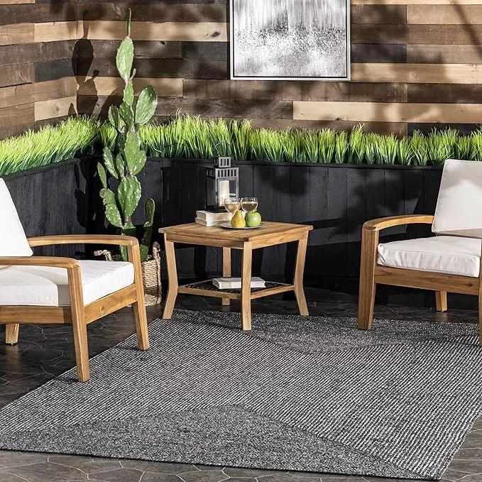 nuLOOM 5' x 8' Solid Hand Braided Indoor/Outdoor Area Rug, Pet-Friendly, High Traffic, Weather Resistant, for Patio, Balcony, Bedroom, Living Room, Dining Room, Wynn Charcoal by GreenHaven Gardens