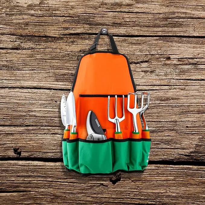 UKOKE Garden Tool Set, 12 Piece Aluminum Hand Tool Kit, Garden Canvas Apron with Storage Pocket, Outdoor Tool, Heavy Duty Gardening Work Set with Ergonomic Handle, Gardening Tools for women men by GreenHaven Gardens